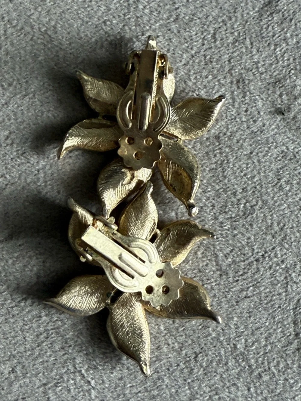 Gold Floral Leaf Clip-On Earrings